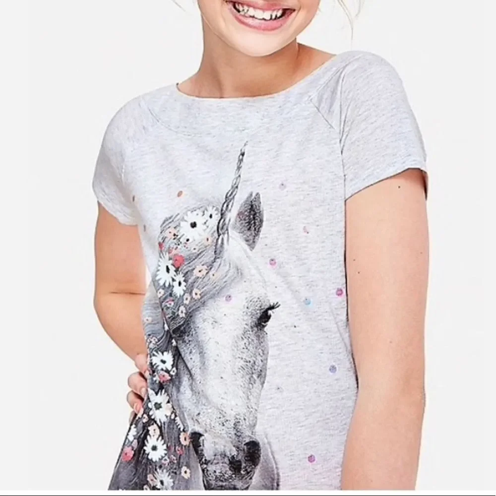 Justice Unicorn Graphic Sequins T-shirt 14/16